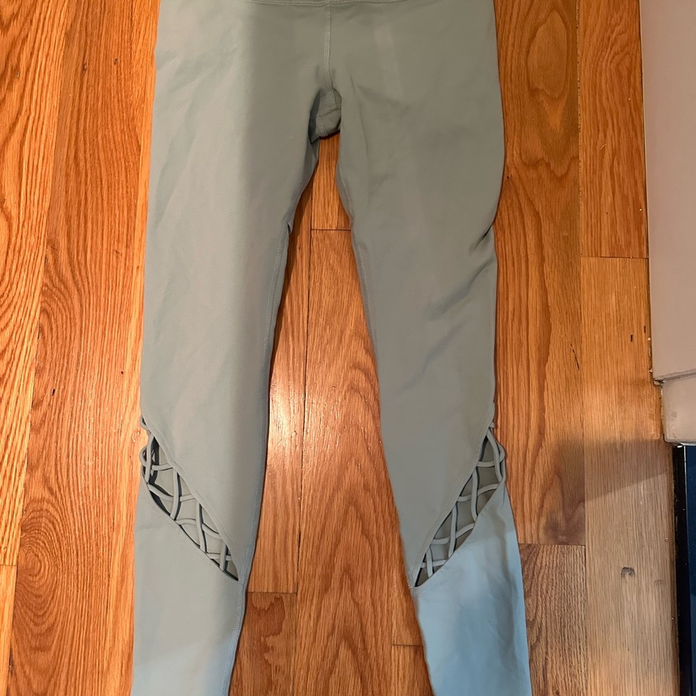 Lululemon Sage Green Leggings with Lattice Detail